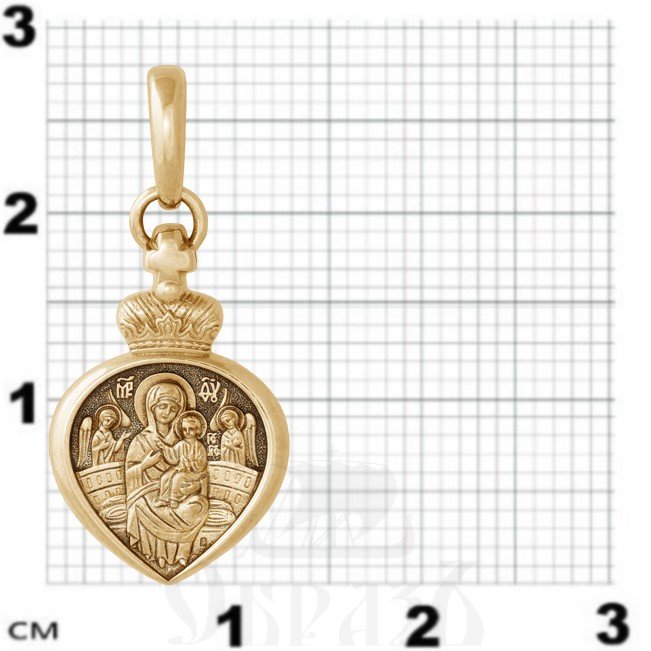 образок «икона божией матери «всецарица». ангел хранитель», золото 585 проба желтое (арт. 202.278)