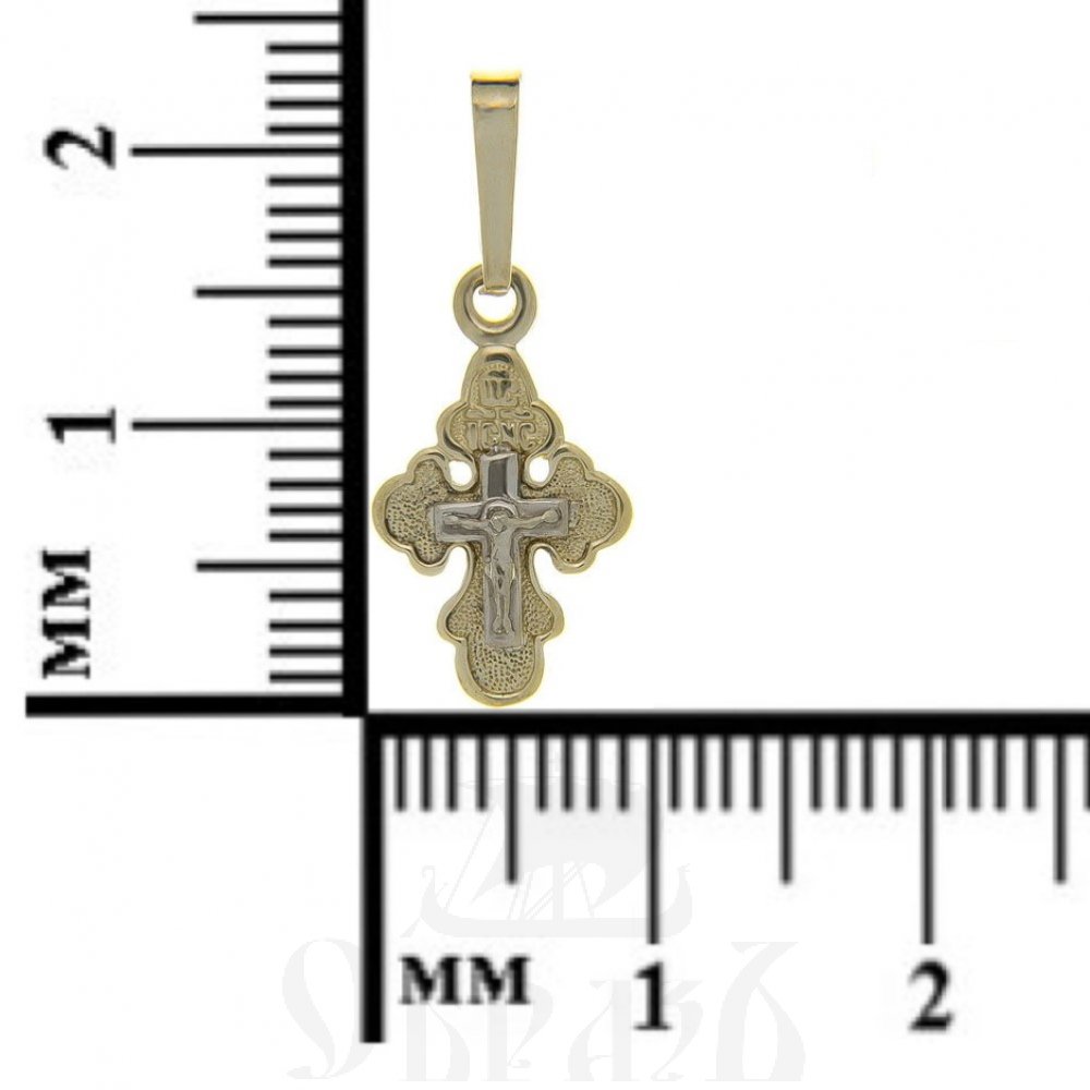 золотой крест трилистник с молитвой честному кресту, 585 проба желтого и белого цвета (арт. п10042-з5жб)