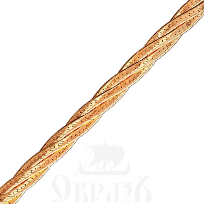 косичка из 4-х цепочек плетение "монтреаль" красное золото 585 пробы (арт. нц 12-026 d0,30)