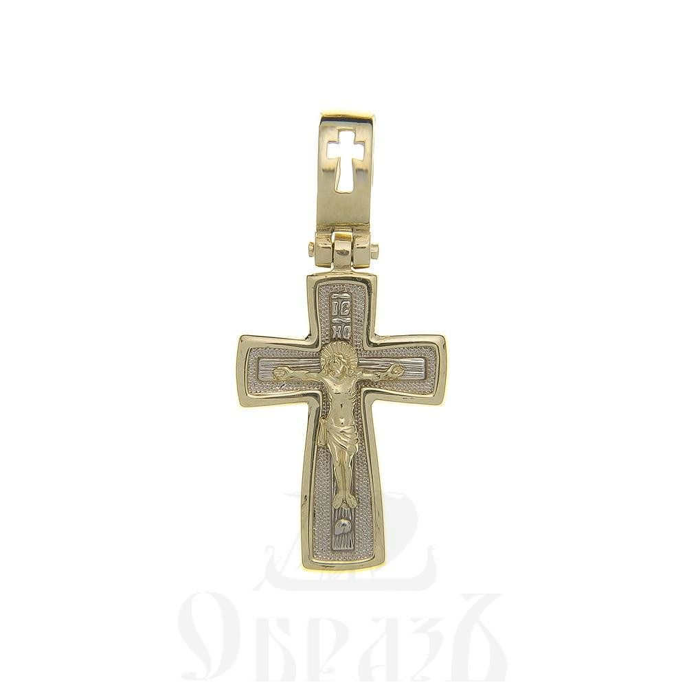 золотой крест с иисусовой молитвой, 585 проба желтого и белого цвета (арт. п30045-з5жб)